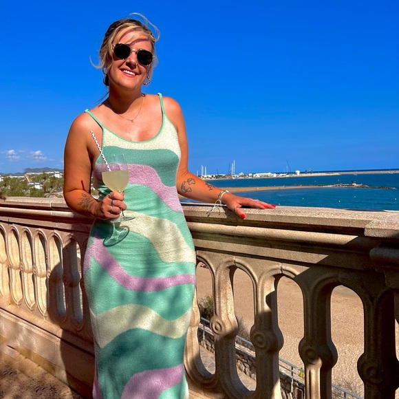 House of Sunny Multicolor Wave Midi Dress - Picture 5 of 5